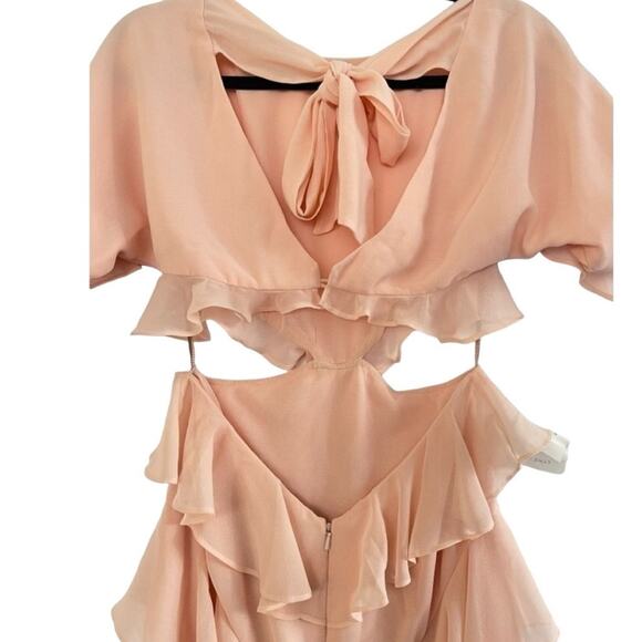 Fame and Partners Marissa Ruffle Maxi Dress Pale Pink Lined Boho Size 2 NWT - Picture 5 of 10